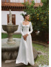 Ivory Satin Chic Wedding Dress With Detachable Tulle Train